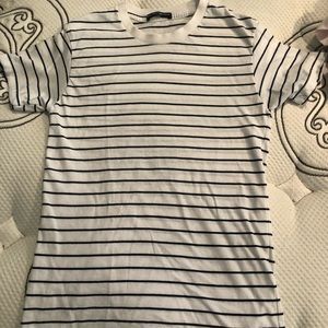 Brandy Melville white and black striped ringer tee